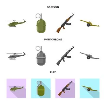 Isolated object of weapon and gun sign. Set of weapon and army vector icon for イラスト素材