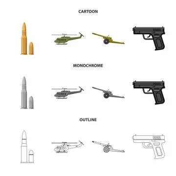 Isolated object of weapon and gun icon. Collection of weapon and army vector Stock Illustration