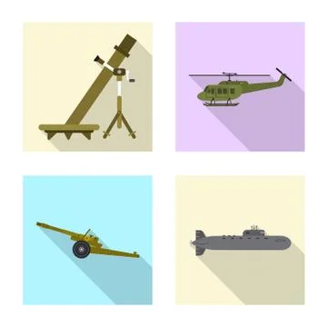 Isolated object of weapon and gun icon. Collection of weapon and army vector Stock Illustration