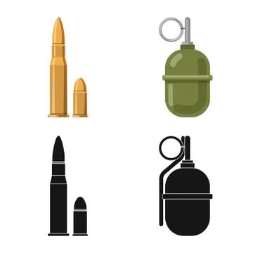 Isolated object of weapon and gun logo. Collection of weapon and army vector Stock Illustration