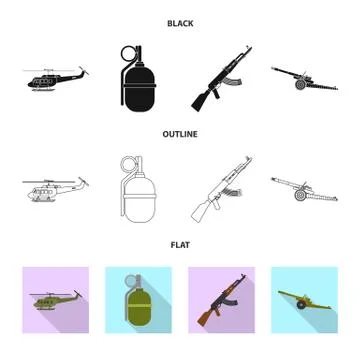 Isolated object of weapon and gun logo. Collection of weapon and army stock Illustrazione stock