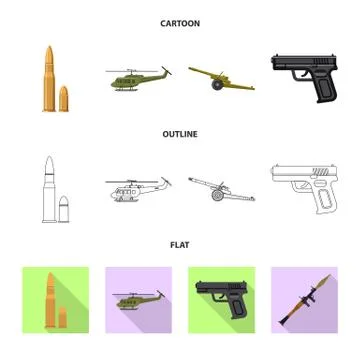 Isolated object of weapon and gun symbol. Set of weapon and army stock vector Stock Illustration