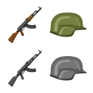 Isolated object of weapon and gun icon. Set of weapon and army stock vector Stock Illustration