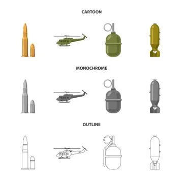Isolated object of weapon and gun symbol. Collection of weapon and army vector Illustrazione stock
