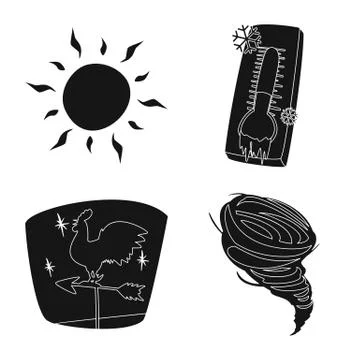 Isolated object of weather and climate sign. Set of weather and cloud stock Illustration