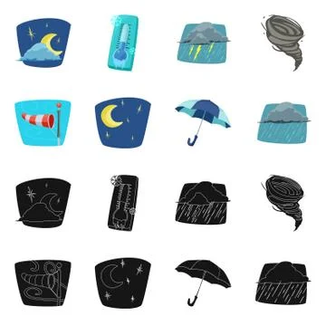 Isolated object of weather and climate sign. Set of weather and cloud stock 스톡 일러스트