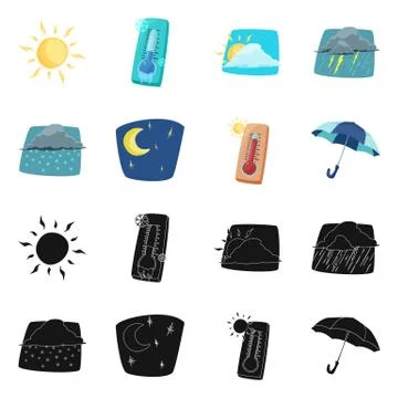 Isolated object of weather and climate logo. Collection of weather and cloud イラスト素材