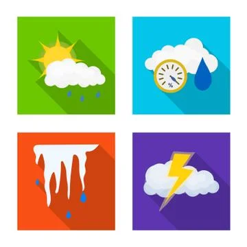 Isolated object of weather and climate logo. Collection of weather and cloud Stock Illustration