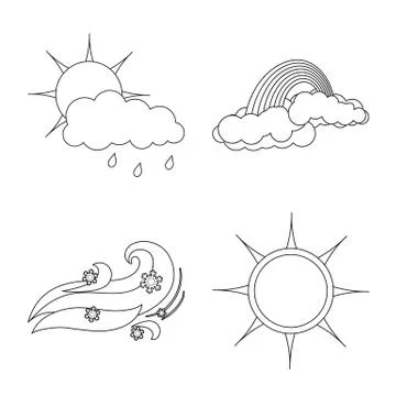 Isolated object of weather and climate logo. Collection of weather and cloud Stockillustratie