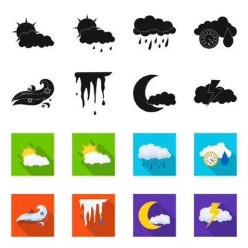 Isolated object of weather and climate logo. Set of weather and cloud stock Stock Illustration