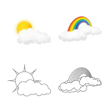Isolated object of weather and climate icon. Collection of weather and cloud 스톡 일러스트