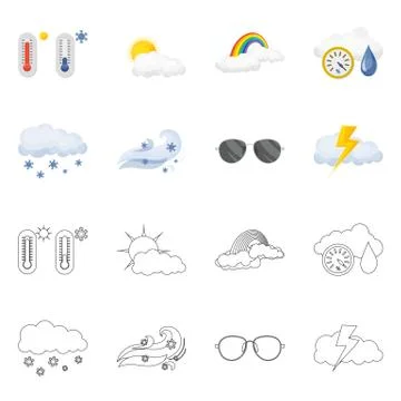 Isolated object of weather and climate logo. Set of weather and cloud stock Stock Illustration