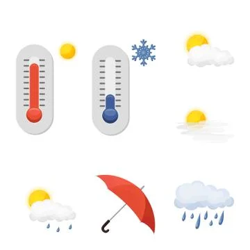 Isolated object of weather and climate sign. Collection of weather and cloud Stock Illustration