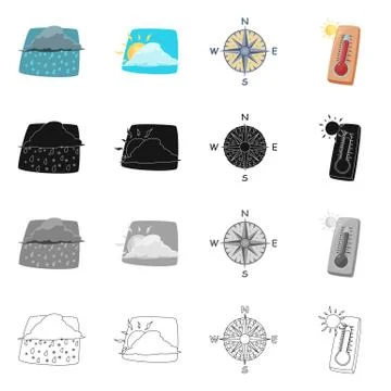 Isolated object of weather and climate sign. Collection of weather and cloud Stock Illustration