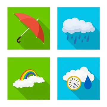 Isolated object of weather and climate logo. Set of weather and cloud vector Stock Illustration