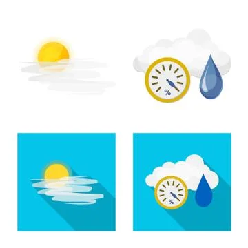 Isolated object of weather and climate logo. Collection of weather and cloud Stock Illustration