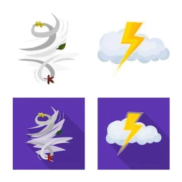 Isolated object of weather and climate logo. Set of weather and cloud stock 스톡 일러스트