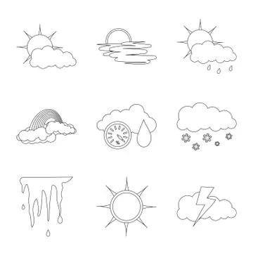 Isolated object of weather and climate logo. Collection of weather and cloud Stock Illustration