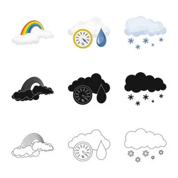 Isolated object of weather and climate icon. Collection of weather and cloud Stockillustratie