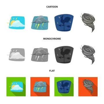 Isolated object of weather and climate symbol. Set of weather and cloud vector Illustration
