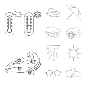 Isolated object of weather and climate logo. Collection of weather and cloud Stock Illustration