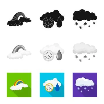 Isolated object of weather and climate sign. Collection of weather and cloud Stock Illustration