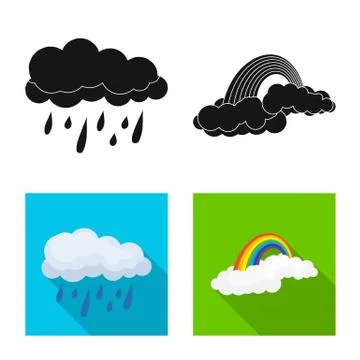 Isolated object of weather and climate symbol. Collection of weather and cloud Stock Illustration