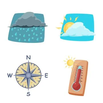 Isolated object of weather and climate sign. Set of weather and cloud vector Stockillustratie