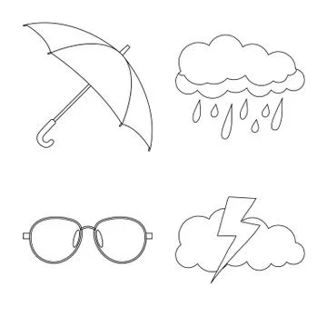 Isolated object of weather and climate sign. Collection of weather and cloud Stock Illustration