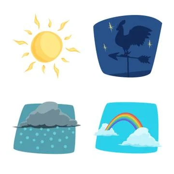 Isolated object of weather and climate logo. Set of weather and cloud stock Illustration