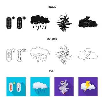 Isolated object of weather and climate logo. Collection of weather and cloud 스톡 일러스트