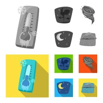 Isolated object of weather and climate sign. Collection of weather and cloud Illustration