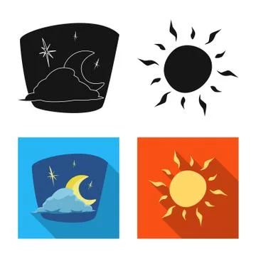 Isolated object of weather and climate sign. Collection of weather and cloud Stockillustratie