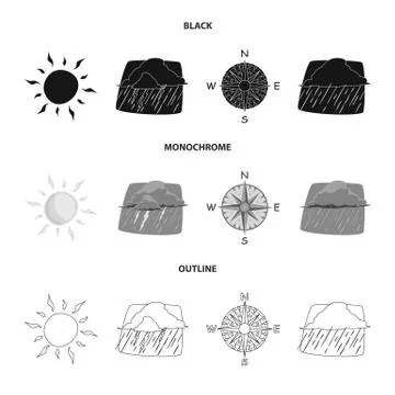 Isolated object of weather and climate logo. Set of weather and cloud stock 스톡 일러스트