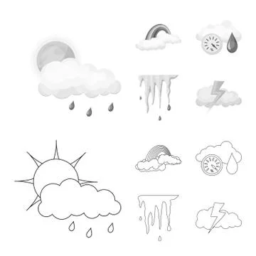 Isolated object of weather and climate sign. Collection of weather and cloud Stockillustratie