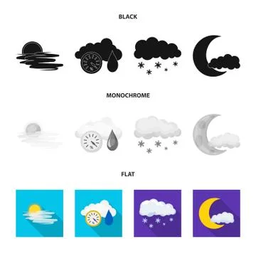 Isolated object of weather and climate logo. Set of weather and cloud stock Stockillustratie