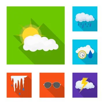 Isolated object of weather and climate logo. Collection of weather and cloud Stock Illustration
