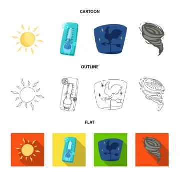Isolated object of weather and climate sign. Collection of weather and cloud Illustration