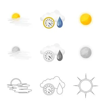 Isolated object of weather and climate icon. Collection of weather and cloud Illustrazione stock