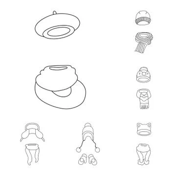 Isolated object of winter and cold logo. Set of winter and warm vector icon for Stock Illustration