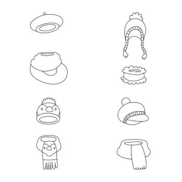 Isolated object of winter and cold icon. Set of winter and warm stock vector Stock Illustration