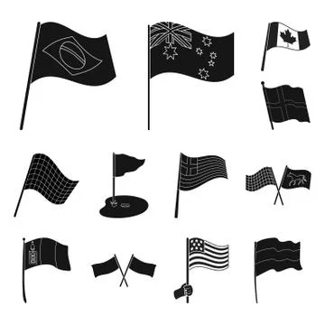 Isolated object of world and flag sign. Set of world and ribbon vector icon for Stock Illustration