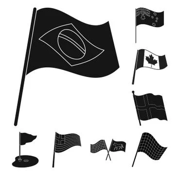 Isolated object of world and flag symbol. Collection of world and ribbon vector Stock Illustration