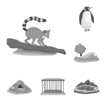 Isolated object of zoo and park sign. Collection of zoo and animal vector icon Stock Illustration