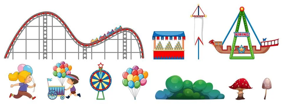 Isolated objects from circus theme with people and rides Illustrazione stock