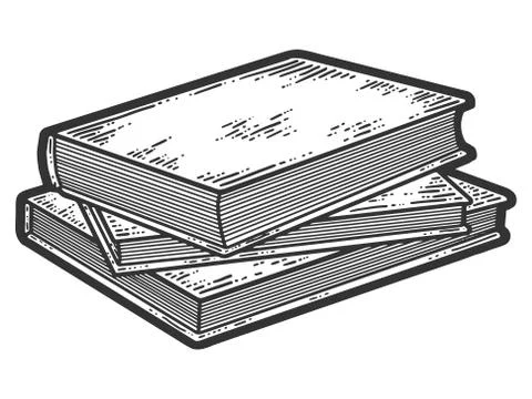Isolated objects, three books are stacked. Sketch scratch board imitation. Stock Illustration