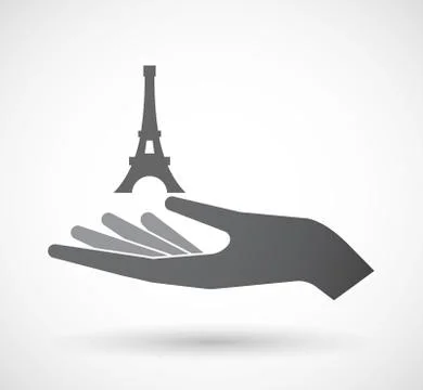 Isolated  offerign hand icon with   the Eiffel tower イラスト素材