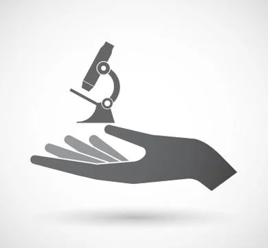 Isolated  offerign hand icon with  a microscope icon Stock Illustration