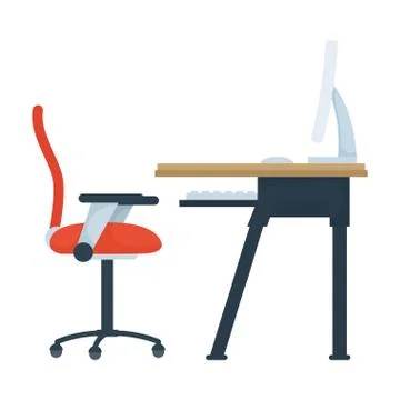 Isolated office desk with computer vector design Stock Illustration