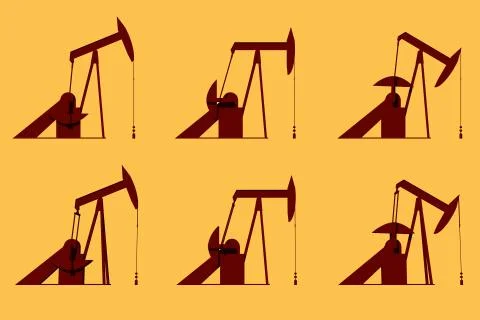 Isolated oil pumpjacks Stock Illustration